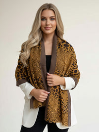 LIGHTWEIGHT MUSTARD YELLOW LEOPARD DOT PRINT SCARF