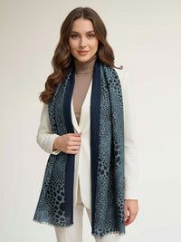 LIGHTWEIGHT BLUE LEOPARD DOT PRINT SCARF
