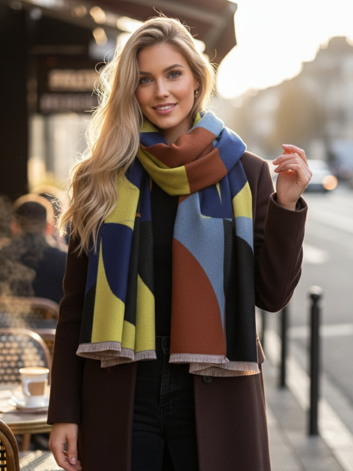 LARGE PISTACHIO CASHMERE RETRO PRINT REVERSIBLE WINTER SHAWL BLANKET SCARF