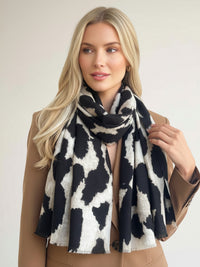 LARGE BEIGE WOOL BIG LEOPARD PRINT SCARF