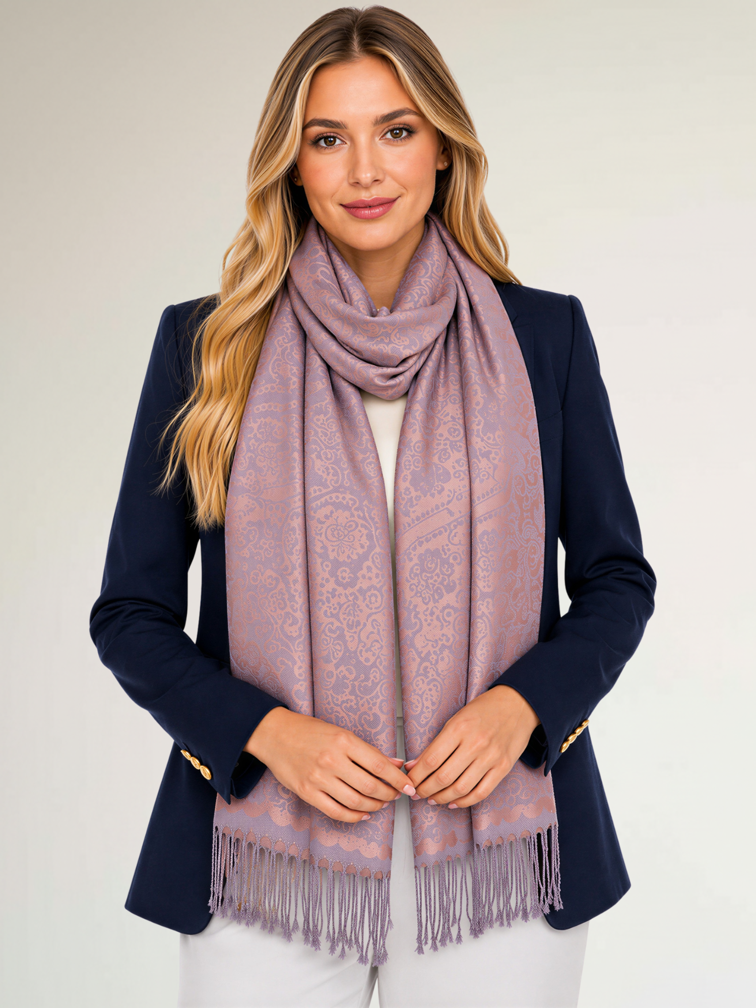 LARGE BLUSH PINK SWIRL FLORAL PRINT REVERSIBLE PASHMINA SHAWL SCARF - A-SHU.CO.UK