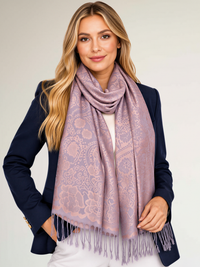 LARGE BLUSH PINK SWIRL FLORAL PRINT REVERSIBLE PASHMINA SHAWL SCARF - A-SHU.CO.UK