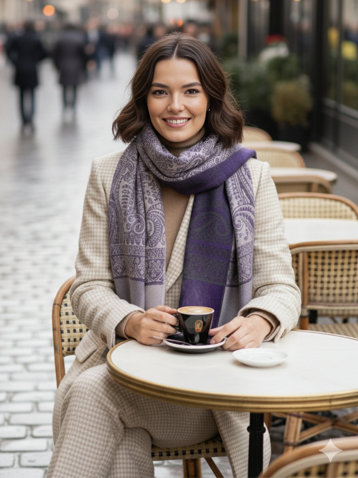 LARGE REVERSIBLE PAISLEY PRINT PASHMINA SHAWL SCARF WRAP - PURPLE