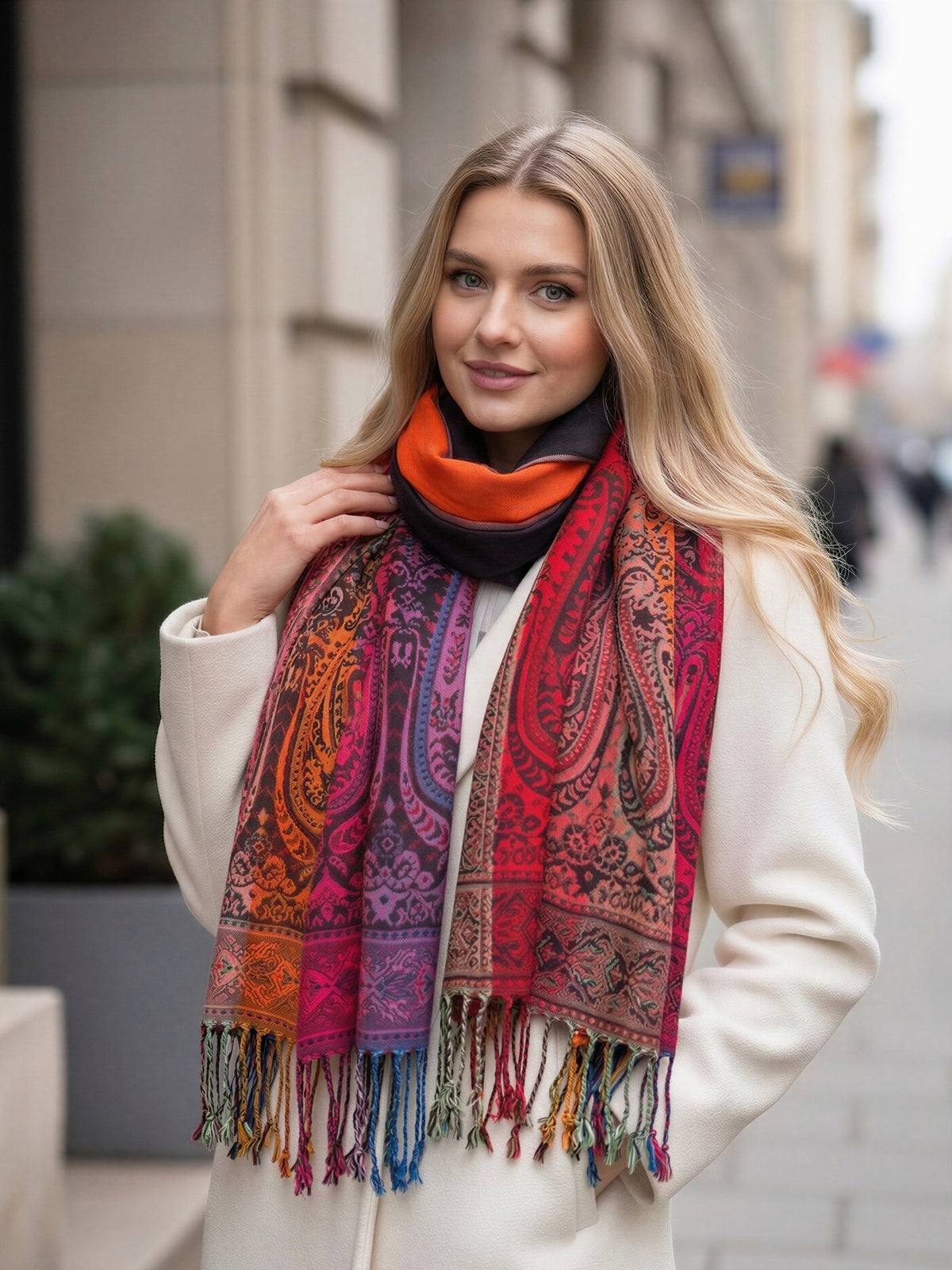 LARGE BLACK RAINBOW MULTI COLOUR PAISLEY PRINT PASHMINA SHAWL SCARF - A-SHU.CO.UK
