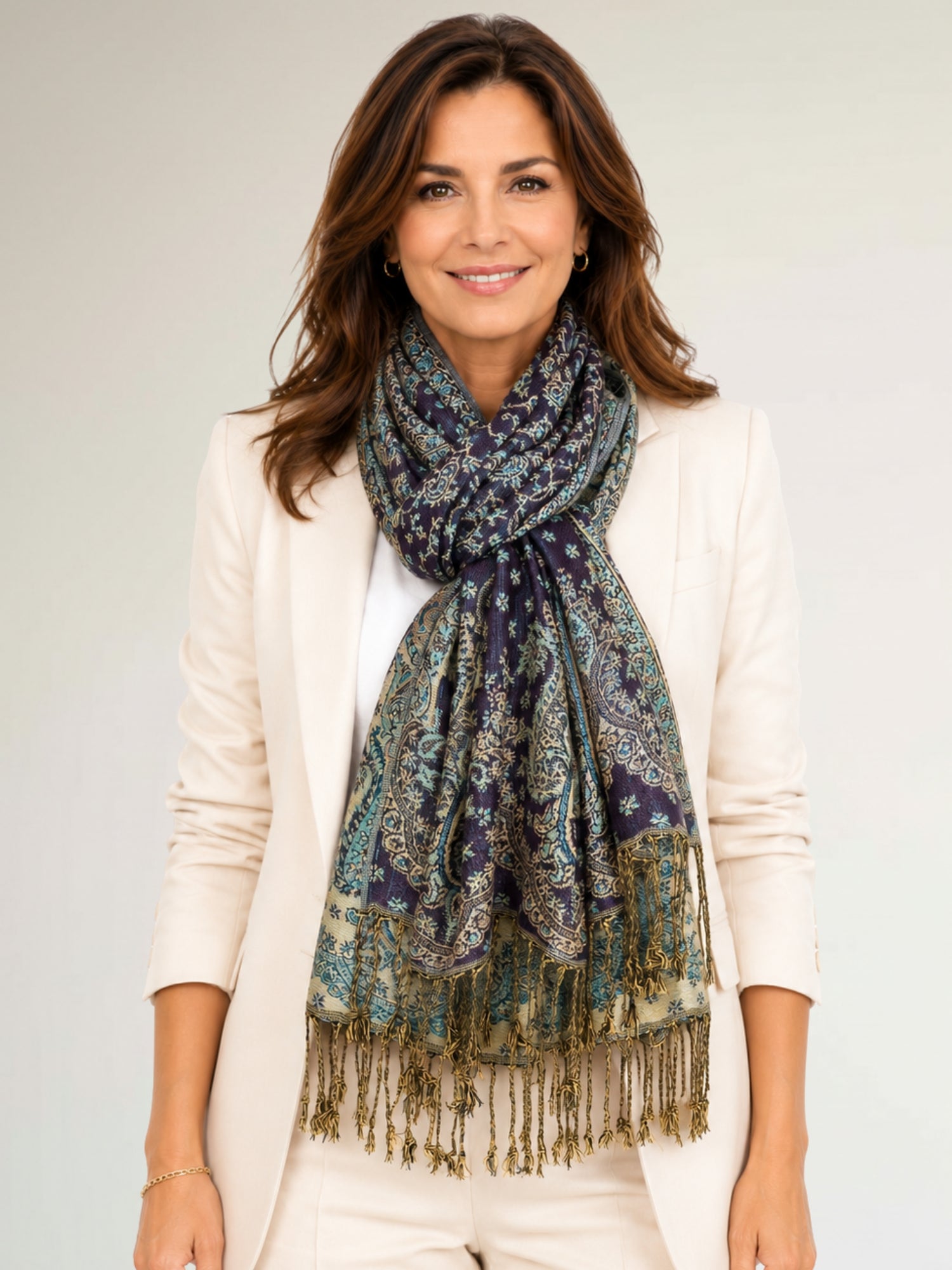 LARGE PURPLE REVERSIBLE MULTI COLOUR PAISLEY PRINT PASHMINA SHAWL SCARF WRAP - A-SHU.CO.UK