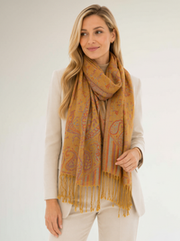 LARGE YELLOW MULTI COLOUR PAISLEY PASHMINA SHAWL SCARF WRAP - A-SHU.CO.UK