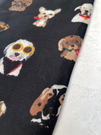 BLACK COTTON BLEND DOG PRINT LIGHTWEIGHT SCARF