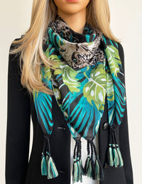 Black Leopard Print Scarf