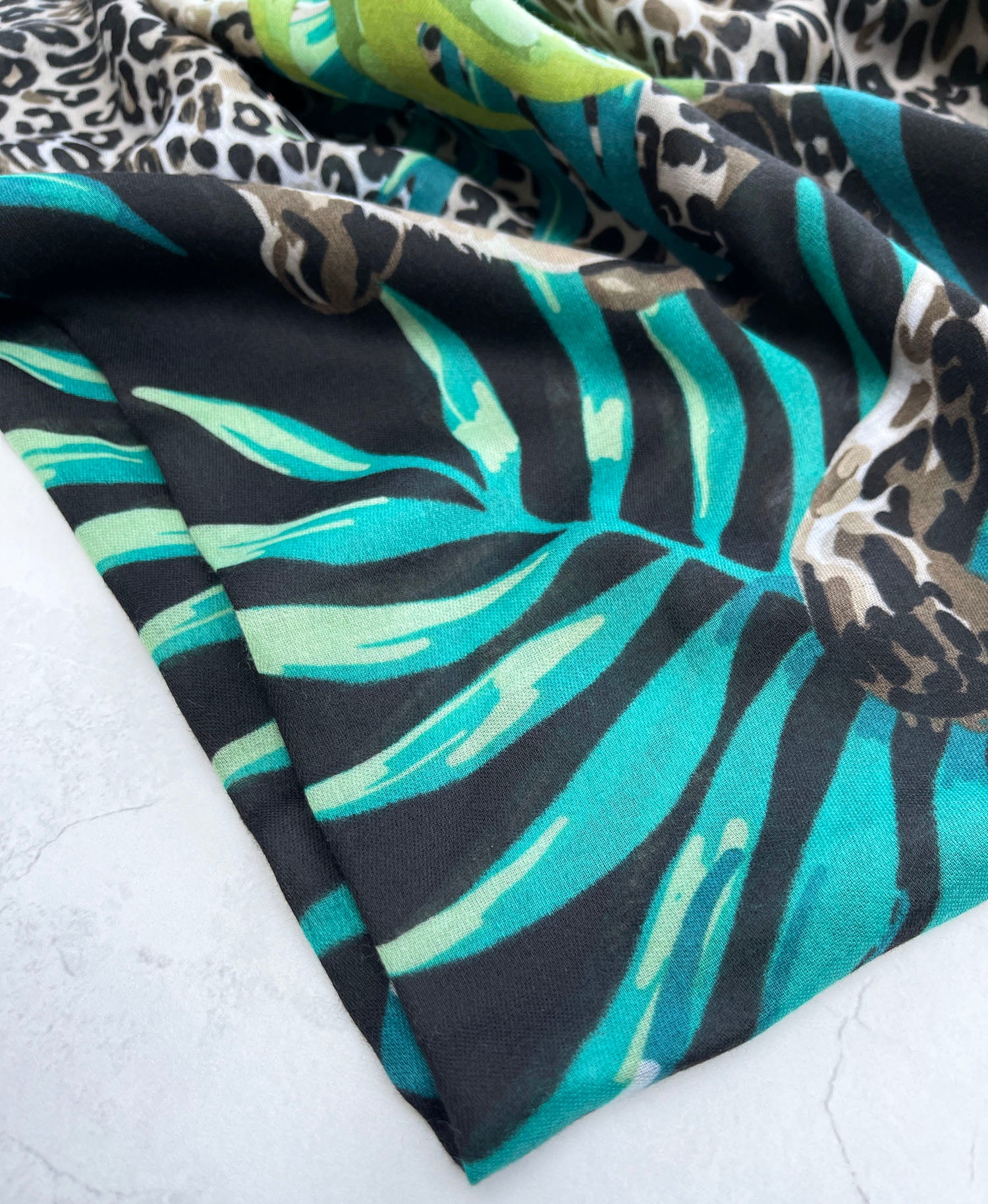 Black Leopard Print Scarf