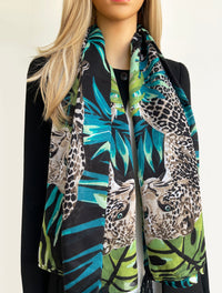 Black Leopard Print Scarf