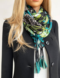 Black Leopard Print Scarf