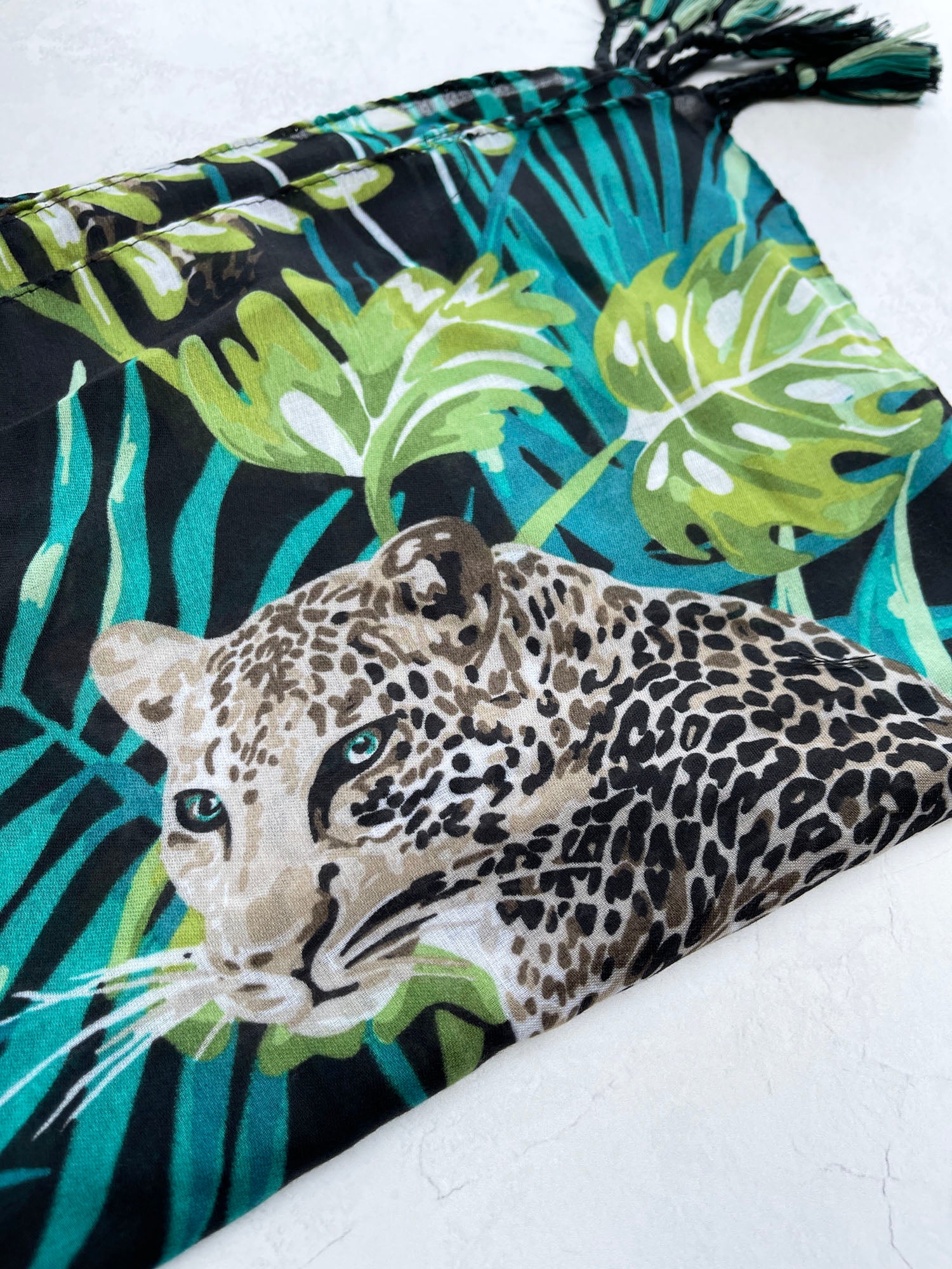 Black Leopard Print Scarf