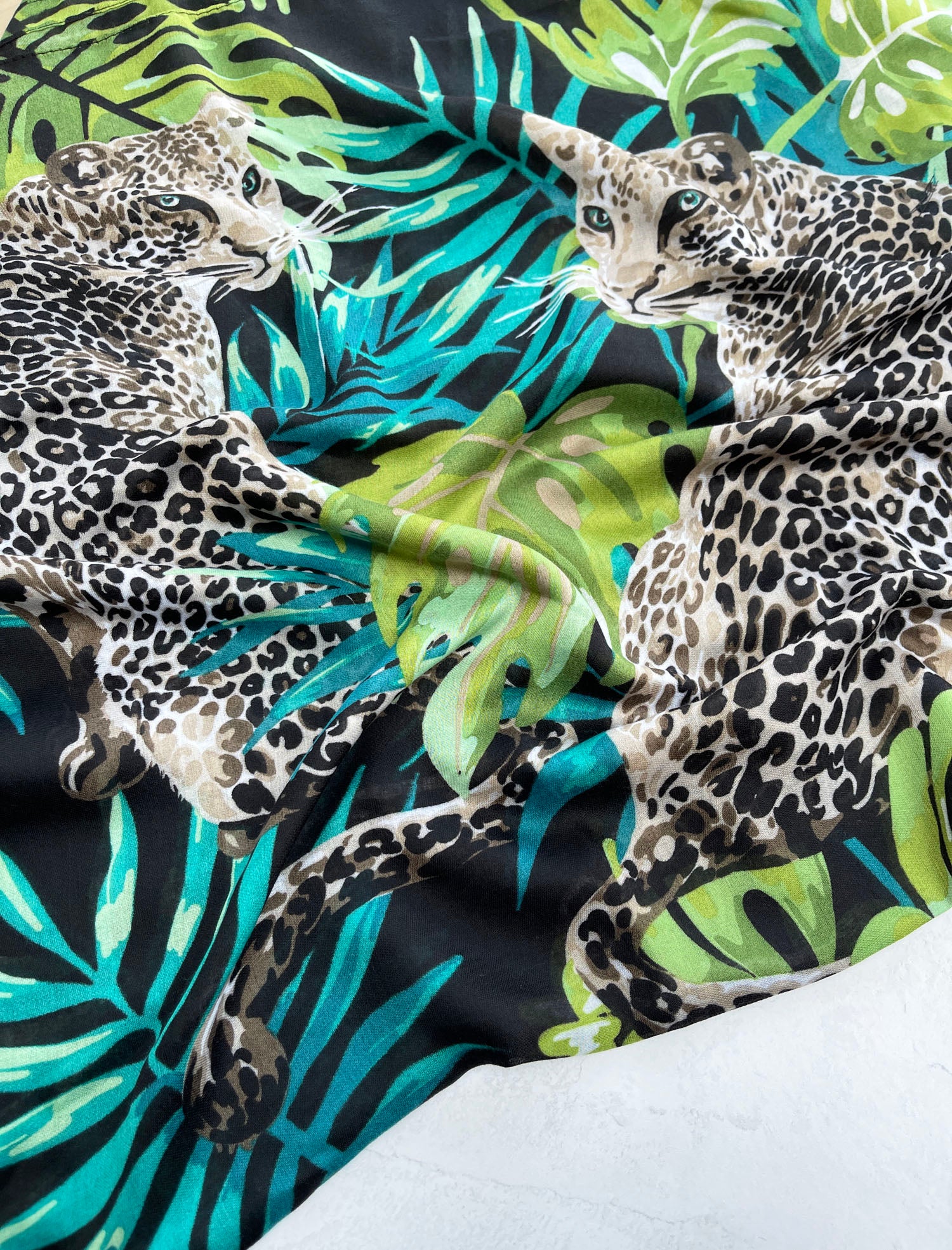 Black Leopard Print Scarf