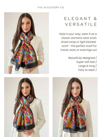 BLACK ANIMATED LIGHTWEIGHT RAINBOW CAT SCARF - A-SHU.CO.UK