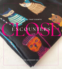 BLACK COTTON BLEND CAT PRINT LIGHTWEIGHT SCARF