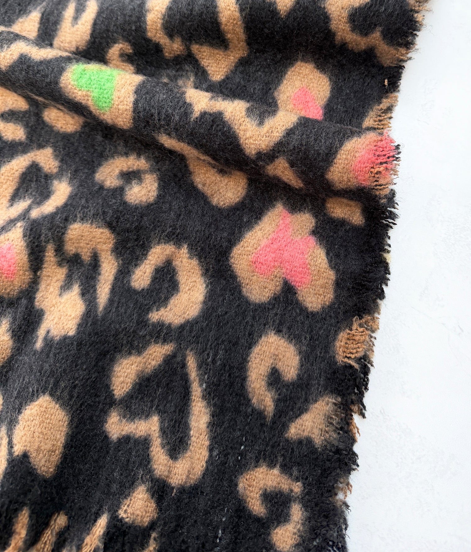 BLACK HEART LEOPARD PRINT OVERSIZED BLANKET SCARF SHAWL WRAP