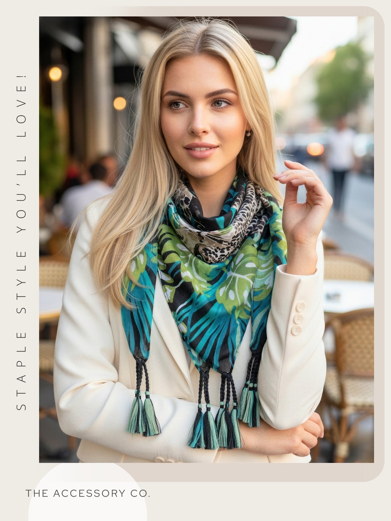 BLACK LEOPARD & FLORAL PRINT SQUARE TASSEL SCARF - A-SHU.CO.UK