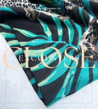 BLACK LEOPARD & FLORAL PRINT SQUARE TASSEL SCARF - A-SHU.CO.UK