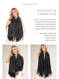 BLACK PAISLEY PRINT REVERSIBLE PASHMINA SHAWL SCARF - A-SHU.CO.UK