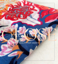 BLUE GARDEN FLORAL PRINT SQUARE TASSEL SCARF - A-SHU.CO.UK