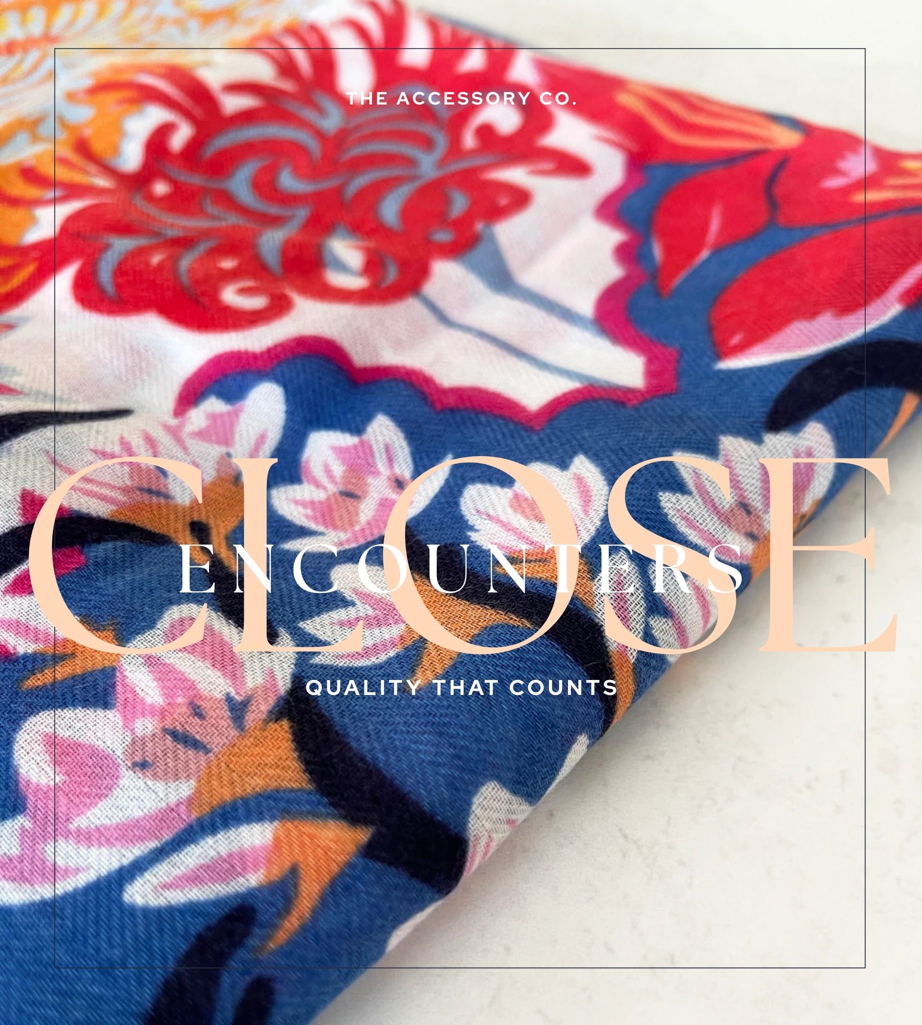 BLUE GARDEN FLORAL PRINT SQUARE TASSEL SCARF - A-SHU.CO.UK