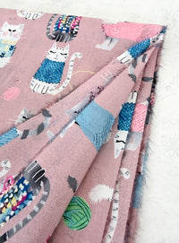 BLUSH PINK QUIRKY CAT PRINT LONG LIGHTWEIGHT SCARF