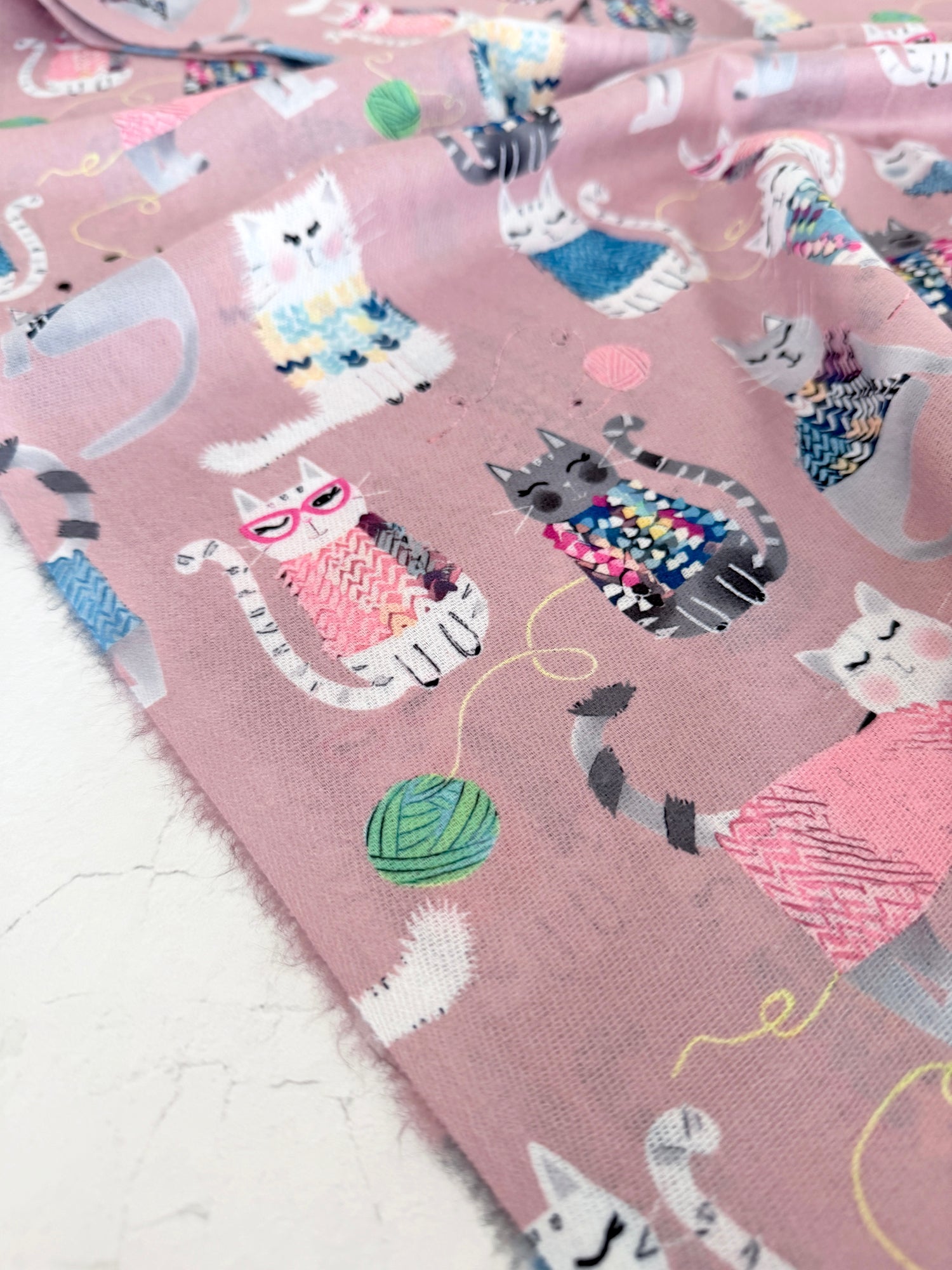 BLUSH PINK QUIRKY CAT PRINT LONG LIGHTWEIGHT SCARF