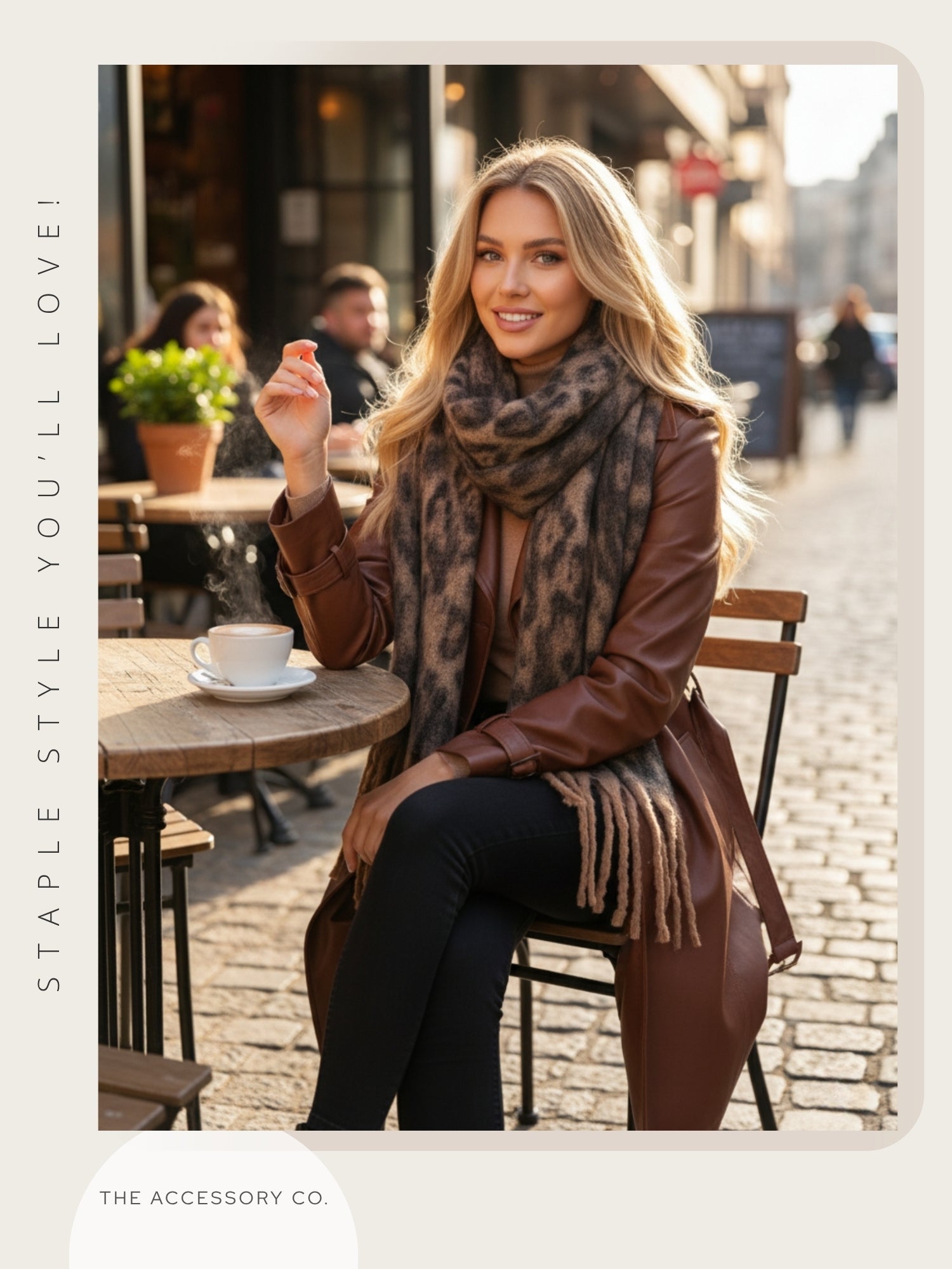 BROWN FLUFFY LEOPARD PRINT OVERSIZED BLANKET SCARF SHAWL WRAP