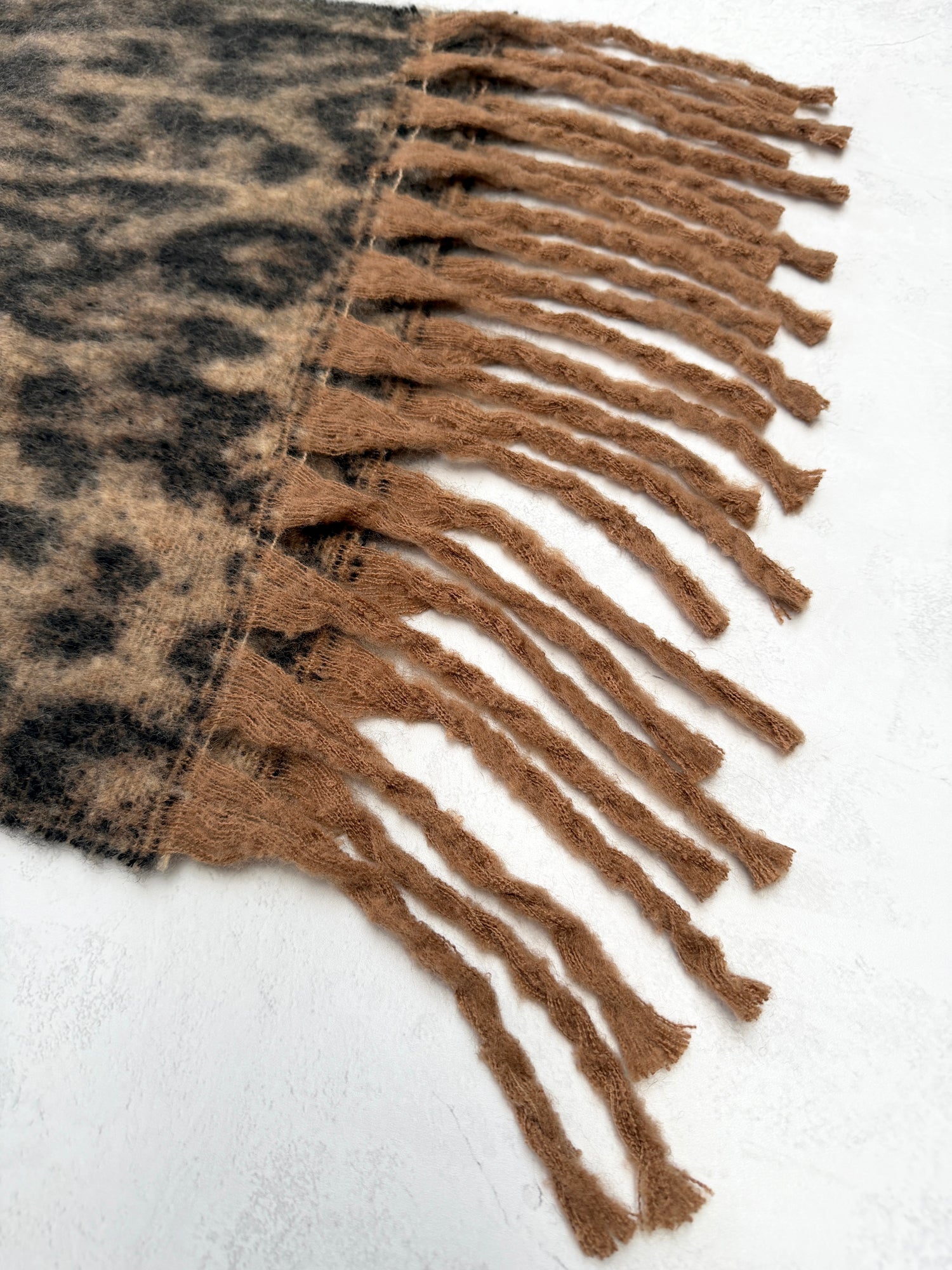 BROWN FLUFFY LEOPARD PRINT OVERSIZED BLANKET SCARF SHAWL WRAP