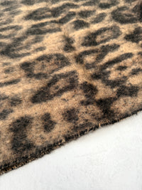 BROWN FLUFFY LEOPARD PRINT OVERSIZED BLANKET SCARF SHAWL WRAP
