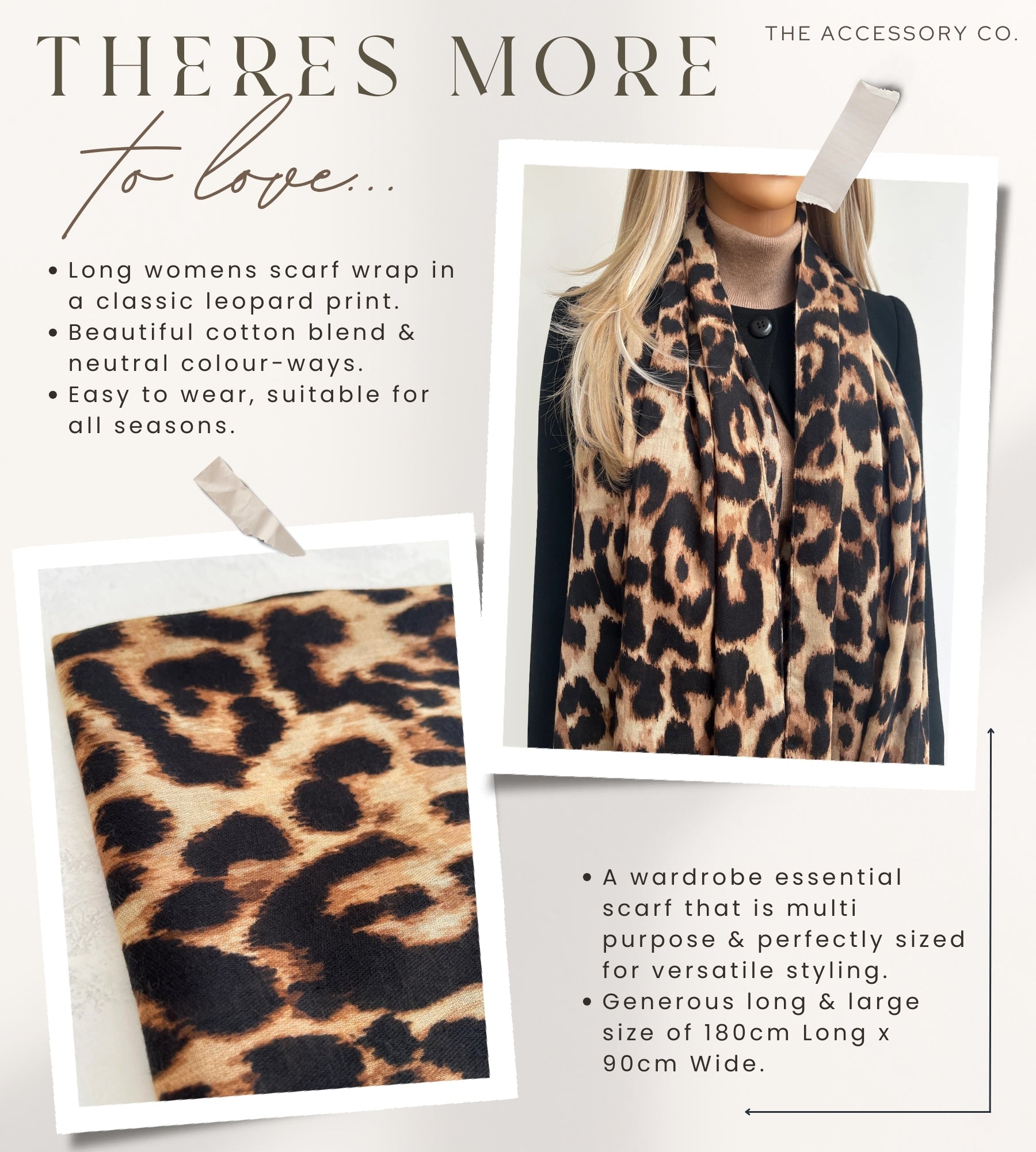 BROWN COTTON BLEND CLASSIC LEOPARD PRINT SCARF