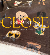 BROWN COTTON BLEND DOG PRINT LIGHTWEIGHT SCARF