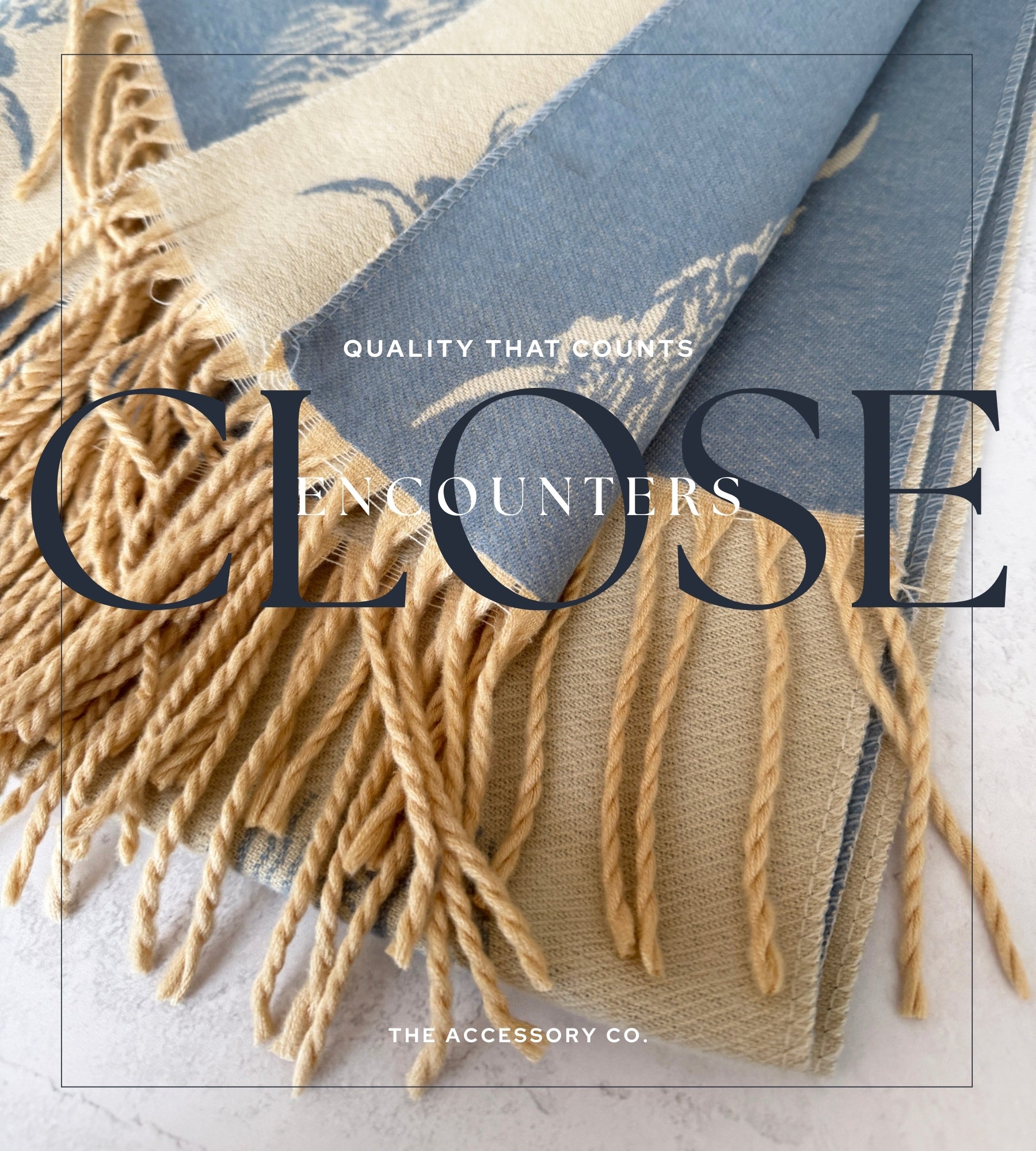 CASHMERE HIGHLAND COW PRINT REVERSIBLE WINTER SHAWL BLANKET SCARF - CREAM BLUE