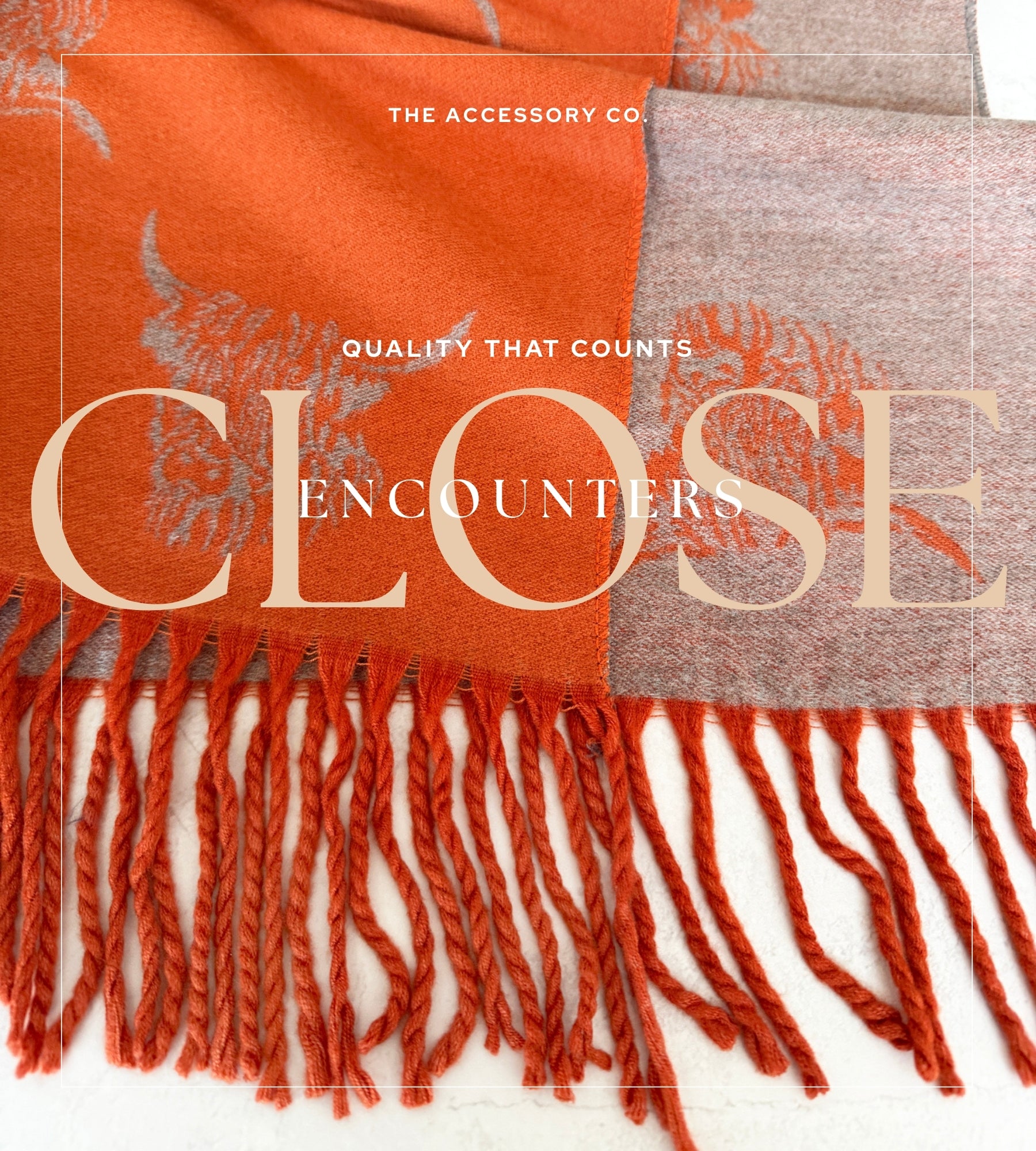 CASHMERE HIGHLAND COW PRINT REVERSIBLE WINTER SHAWL BLANKET SCARF - ORANGE