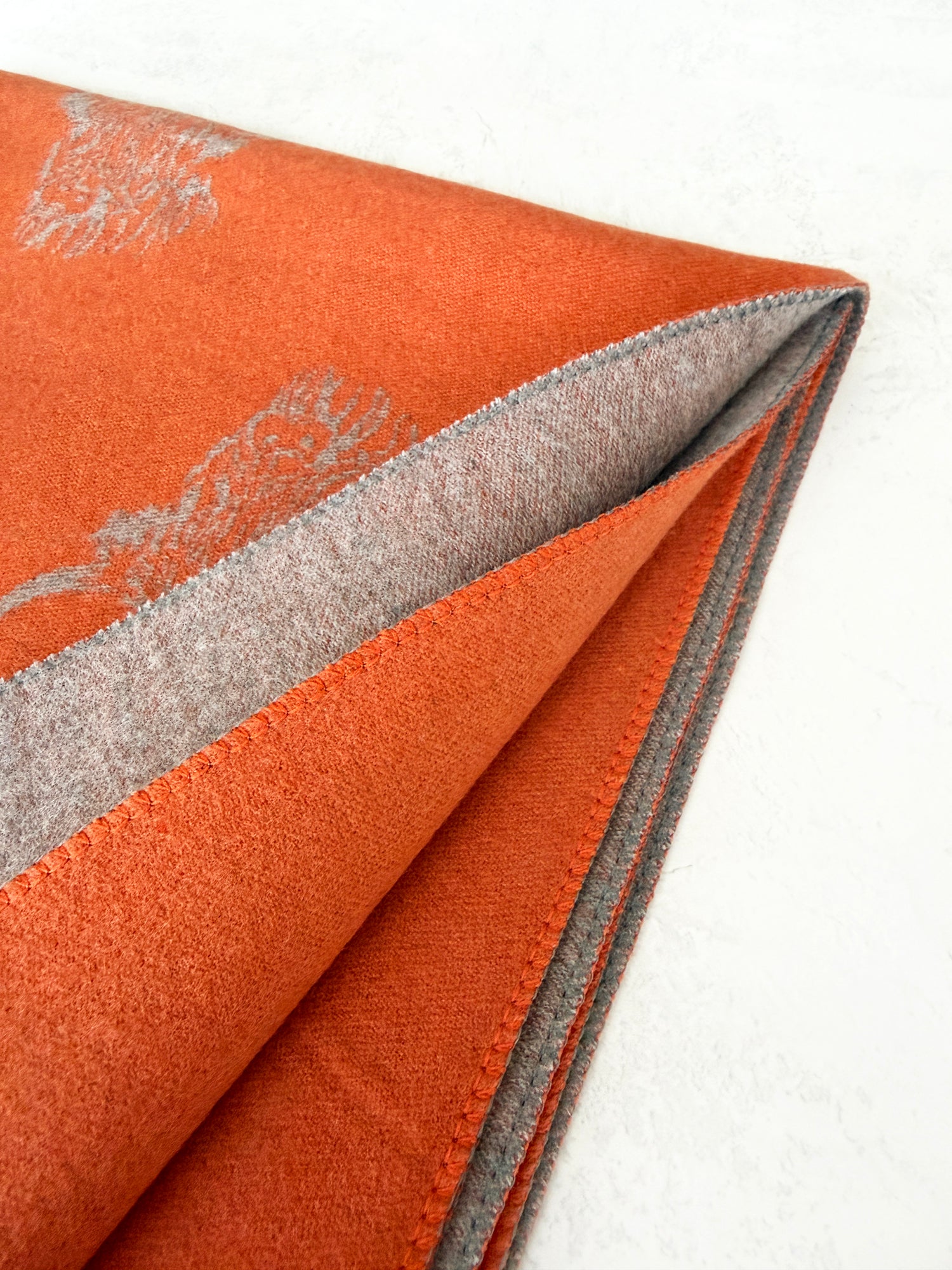 CASHMERE HIGHLAND COW PRINT REVERSIBLE WINTER SHAWL BLANKET SCARF - ORANGE