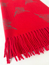 CASHMERE HIGHLAND COW PRINT REVERSIBLE WINTER SHAWL BLANKET SCARF - RED