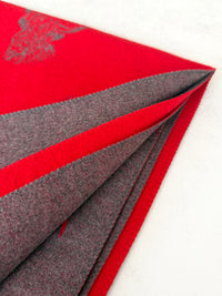 CASHMERE HIGHLAND COW PRINT REVERSIBLE WINTER SHAWL BLANKET SCARF - RED