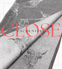 CASHMERE HIGHLAND COW PRINT REVERSIBLE WINTER SHAWL BLANKET SCARF - GREY