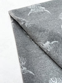 CASHMERE HIGHLAND COW PRINT REVERSIBLE WINTER SHAWL BLANKET SCARF - GREY