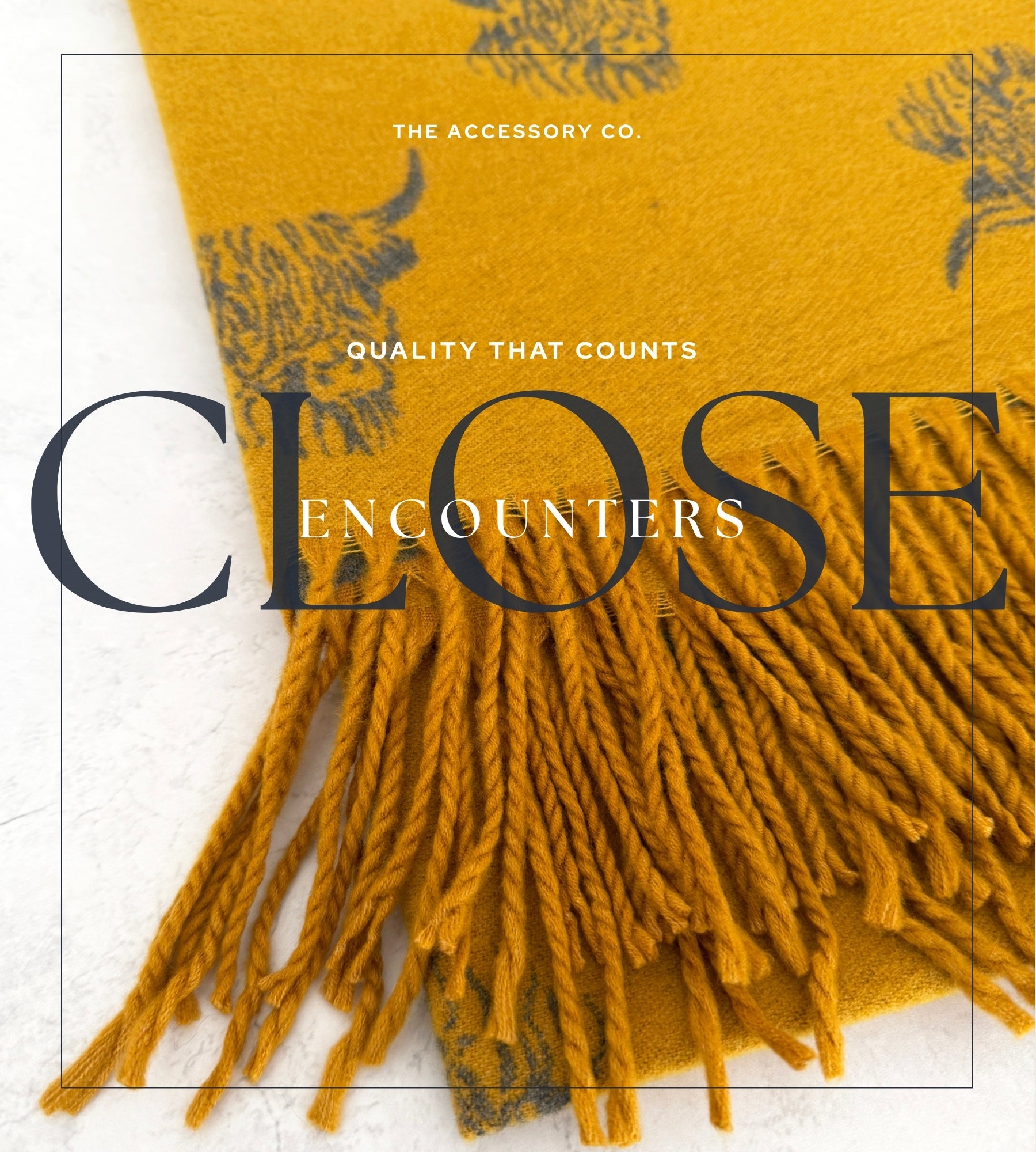 CASHMERE HIGHLAND COW PRINT REVERSIBLE WINTER SHAWL BLANKET SCARF - YELLOW