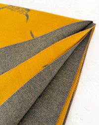 CASHMERE HIGHLAND COW PRINT REVERSIBLE WINTER SHAWL BLANKET SCARF - YELLOW