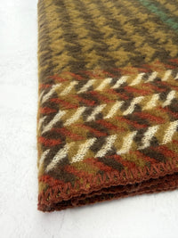 CHUNKY GREEN TARTAN HERRINGBONE STITCHED EDGE SCARF