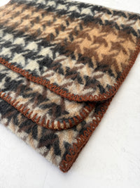 CHUNKY BLACK TARTAN HERRINGBONE STITCHED EDGE SCARF