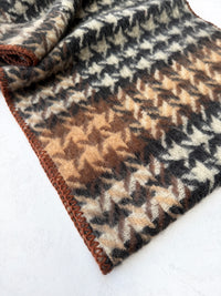 CHUNKY BLACK TARTAN HERRINGBONE STITCHED EDGE SCARF