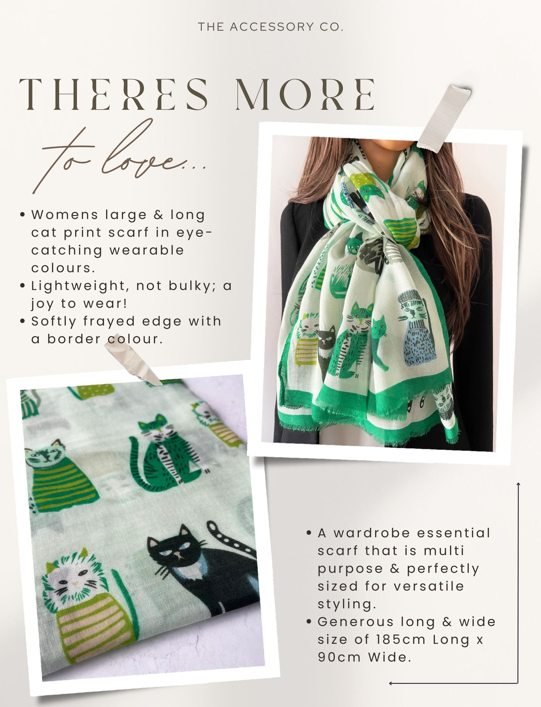 CREAM AND GREEN LIGHTWEIGHT BORDER CAT SCARF