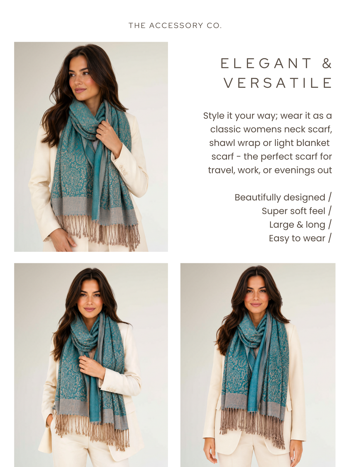 DARK GREEN PAISLEY PRINT REVERSIBLE PASHMINA SHAWL SCARF - A-SHU.CO.UK