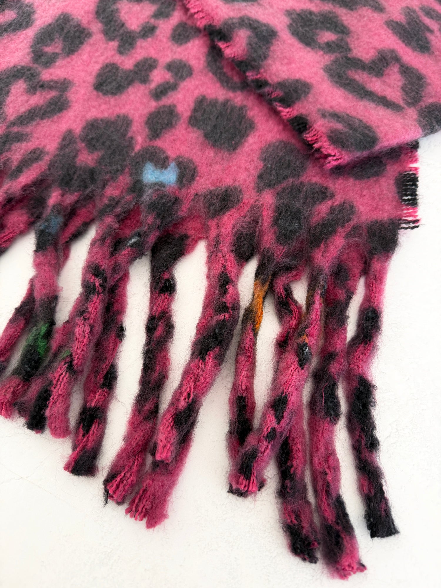 FUCHSIA PINK HEART LEOPARD PRINT OVERSIZED BLANKET SCARF SHAWL WRAP