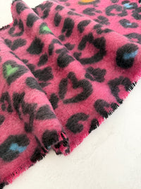 FUCHSIA PINK HEART LEOPARD PRINT OVERSIZED BLANKET SCARF SHAWL WRAP