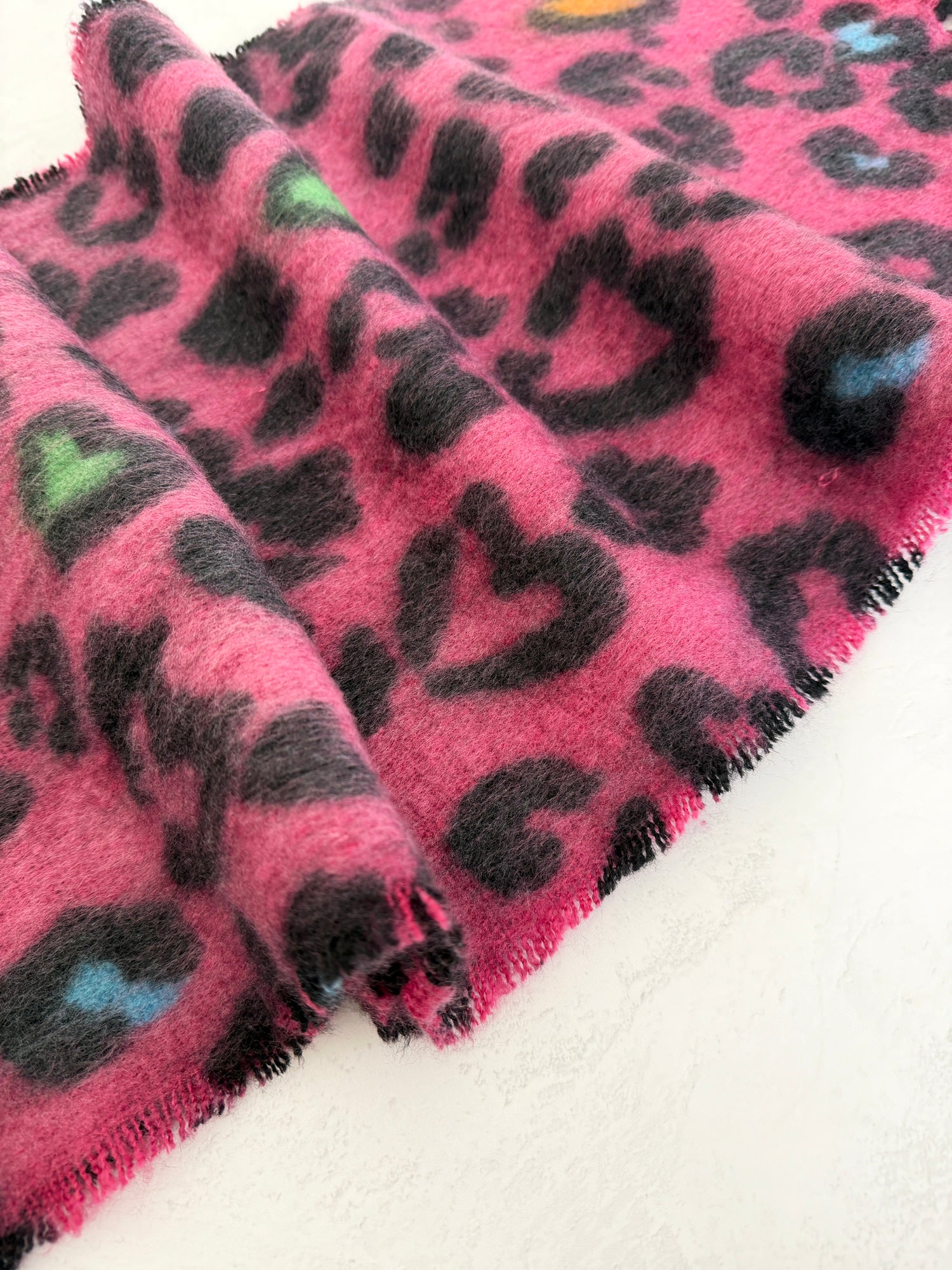 FUCHSIA PINK HEART LEOPARD PRINT OVERSIZED BLANKET SCARF SHAWL WRAP