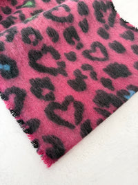 FUCHSIA PINK HEART LEOPARD PRINT OVERSIZED BLANKET SCARF SHAWL WRAP